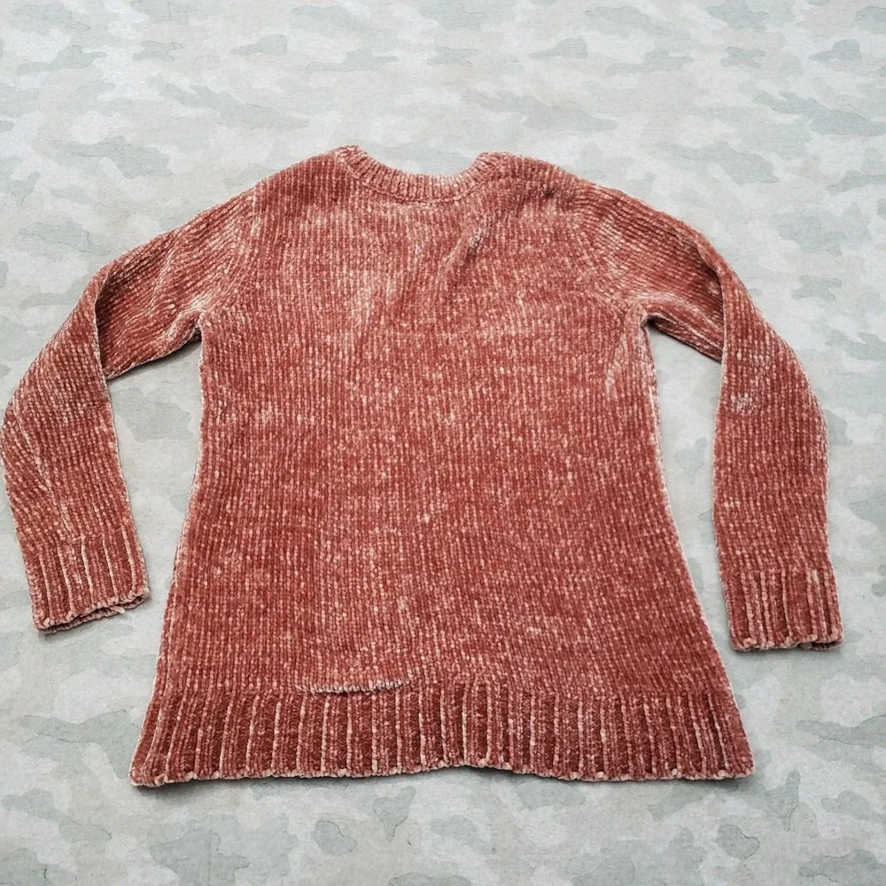 Orvis Sweater Womens Small Red Rust‎ Pullover Ribbed Long Sleeve